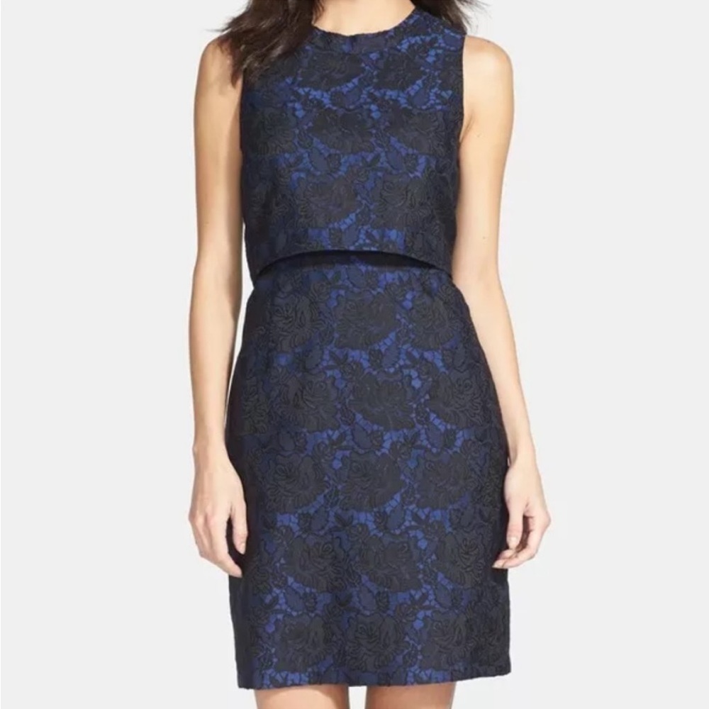 Felicity & Coco Blue/Black Lace Damask Dress | Large